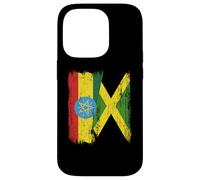 Demi-Drapeau de l'Éthiopie Jamaïque Patrimoine éthiopien jamaïcain Coque pour iPhone 14 Pro
