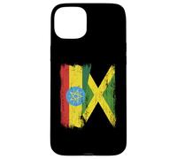 Demi-Drapeau de l'Éthiopie Jamaïque Patrimoine éthiopien jamaïcain Coque pour iPhone 15 Plus