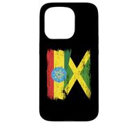 Demi-Drapeau de l'Éthiopie Jamaïque Patrimoine éthiopien jamaïcain Coque pour iPhone 15 Pro