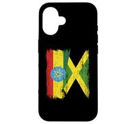 Demi-Drapeau de l'Éthiopie Jamaïque Patrimoine éthiopien jamaïcain Coque pour iPhone 16