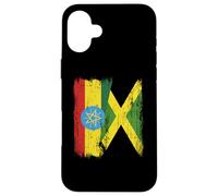 Demi-Drapeau de l'Éthiopie Jamaïque Patrimoine éthiopien jamaïcain Coque pour iPhone 16 Plus