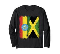 Demi-Drapeau de l'Éthiopie Jamaïque Patrimoine éthiopien jamaïcain Manche Longue