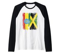 Demi-Drapeau de l'Éthiopie Jamaïque Patrimoine éthiopien jamaïcain Manche Raglan