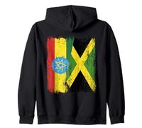 Demi-Drapeau de l'Éthiopie Jamaïque Patrimoine éthiopien jamaïcain Sweat à Capuche