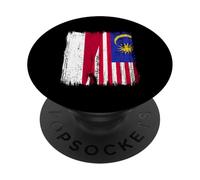 Demi-Drapeau de l'Indonésie et de la Malaisie PopSockets PopGrip Adhésif