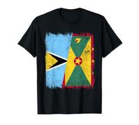 Demi-Drapeau de Sainte-Lucie Grenade Patrimoine des Grenades de Sainte-Lucie T-Shirt