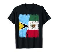 Demi-Drapeau de Sainte-Lucie Mexique Patrimoine Mexicain T-Shirt