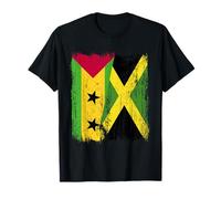 Demi Drapeau de Sao Tomé-et-Principe Jamaïque T-Shirt