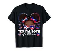 Demi Drapeau dominicain haïtien haïtien haïti ayiti Filles T-Shirt
