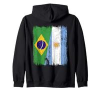 Demi drapeau du Brésil Argentine Racines argentines brésiliennes Sweat à Capuche