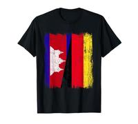 Demi Drapeau du Cambodge Allemagne Patrimoine Allemand du Cambodge T-Shirt