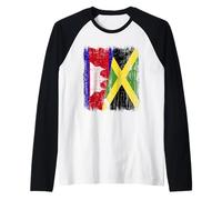 Demi-Drapeau du Cambodge Jamaïque Patrimoine jamaïcain cambodgien Manche Raglan