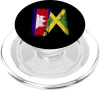 Demi-Drapeau du Cambodge Jamaïque Patrimoine jamaïcain cambodgien PopSockets PopGrip pour MagSafe