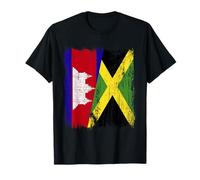 Demi-Drapeau du Cambodge Jamaïque Patrimoine jamaïcain cambodgien T-Shirt