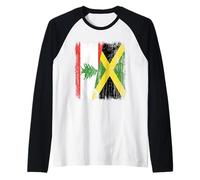 Demi-Drapeau du Liban Jamaïque Patrimoine jamaïcain libanais Manche Raglan