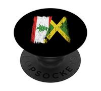 Demi-Drapeau du Liban Jamaïque Patrimoine jamaïcain libanais PopSockets PopGrip Adhésif