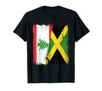 Demi-Drapeau du Liban Jamaïque Patrimoine jamaïcain libanais T-Shirt