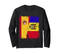 Demi-Drapeau Espagne Moldavie Héritage moldave Espagnol Manche Longue
