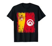 Demi-drapeau Espagne Tunisie Espagne Drapeau tunisien T-Shirt