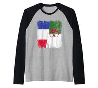 Demi-Drapeau France Algérie Patrimoine algérien français Manche Raglan