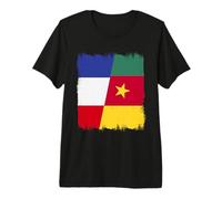 Demi-Drapeau France Cameroun Racines du Cameroun T-Shirt Haut de Gamme