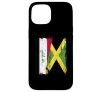Demi-Drapeau Irak Jamaïque Patrimoine jamaïcain irakien Coque pour iPhone 15