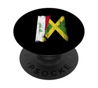 Demi-Drapeau Irak Jamaïque Patrimoine jamaïcain irakien PopSockets PopGrip Adhésif