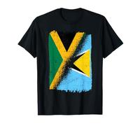 Demi Drapeau jamaïcain Demi Sainte Lucienne jamaïcaine Patrimoine de St Lucia T-Shirt