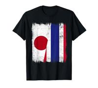 Demi-Drapeau Japon Thaïlande Racines thaïlandaises japonaises T-Shirt