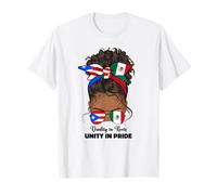 Demi drapeau mexicain et portoricain rico mexicain fille femme T-Shirt