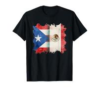 Demi Drapeau portoricain et Mexicain Boricua Chicano mexirique T-Shirt