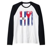 Demi Drapeau République Dominicaine Cuba Patrimoine cubain dominicain Manche Raglan