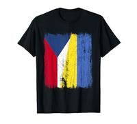 Demi-Drapeau République tchèque Ukraine Patrimoine tchèque ukrainien T-Shirt