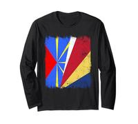 Demi Drapeau Réunion Seychelles Réunion Seychellois Pride Manche Longue