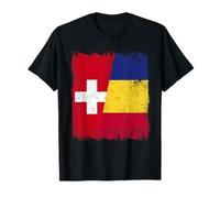 Demi-Drapeau Suisse Roumanie Patrimoine Suisse roumain T-Shirt