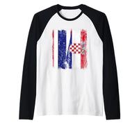 Demi-drapeau Thaïlande Croatie Fiers racines thaïlandaises croates Manche Raglan