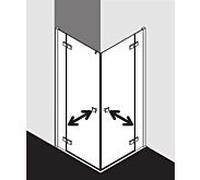 Demi entrée d'angle Kermi Mena, porte battante en 2 parties avec panneau fixe. MEEPL080203UK 80 x 200 cm, noir doux, verre dépoli ESG SR Opaco, gauche, sur receveur de douche