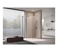 Kermi Mena entrée d'angle demi-porte battante en 2 parties avec panneau fixe. MEEPR12020VUK 120 x 200 cm, argent brillant, verre dépoli ESG SR Opaco, droite, sur receveur de douche