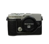 Demi-étui en cuir PU avec ouverture par le bas pour appareil photo Olympus PEN E-P7 Noir