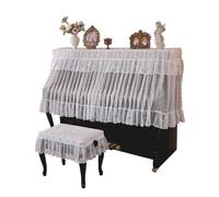 Demi-housse Piano Dentelle Française Tissu Transparent Volants | Housse anti-poussière pour pianos droits et numériques, élément de décoration(White,Set(single))