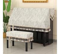 Demi-housse piano droit à pompons, housse banc piano en tissu texturé