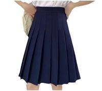 Demi-Jupe plissée Mode féminine Taille Haute mi-Longue pour élégance Quotidienne et Confort Absolu dans Un Style Polyvalent et raffiné (Navy, M)