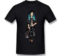 Demi Lovato Men T Shirts Short Sleeves Crew Neck Tees Summer Casual Tops Black Manches Courtes(Large)