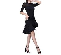 Demi-Manche Noire Salsa De Tango Latin Fashion Night Groupe Costumes De Danse Robes