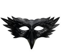 Demi-masque hibou avec long bec - Masque de chouette - Masque de Venise - Pour bal masqué - Aigle - Couleur : noir