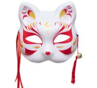 Demi-masque japonais Kitsune Inu Boku Renard Chat Mignon Cosplay Mascarade Noël - rouge - taille unique