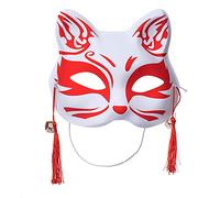 Demi-masque japonais Kitsune Inu Boku Renard Chat Mignon Cosplay Mascarade Noël - rouge - taille unique
