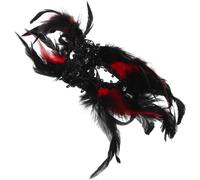 Demi-masque Noir Femme Élégant en Plastique avec Plume, Fête Halloween | Couverture Demi-visage, Bande Élastique, Style Gothique, Finitions à Sequins, pour Photos et Théâtre