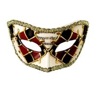 Demi-masque unisexe élégant vintage en dentelle à carreaux pour carnaval vénitien pour fête d'Halloween
