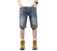 Demi-pantalon grande taille - Short cargo décontracté - Coupe droite - Denim vintage classique - Pour homme, Bleu clair (573), 50